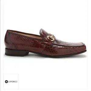 CAPORICCI 9872 brown genuine alligator shoes Caporicci 9872 Exotic Alligator Skin Horse-Bit Loafers  main image 4